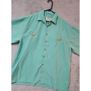 Bamboo Cay Shirt Mens Extra Large Embroidered Floral Rayon Blend Resort Florida